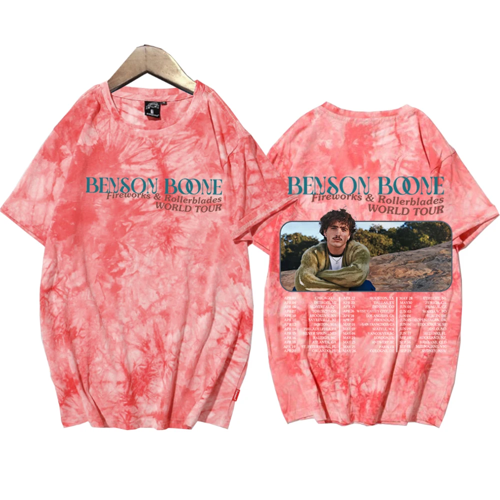 2024 Fireworks & Rollerblades Benson Boone Tour Tie Dye T-Shirt Short Sleeve Fans Gift