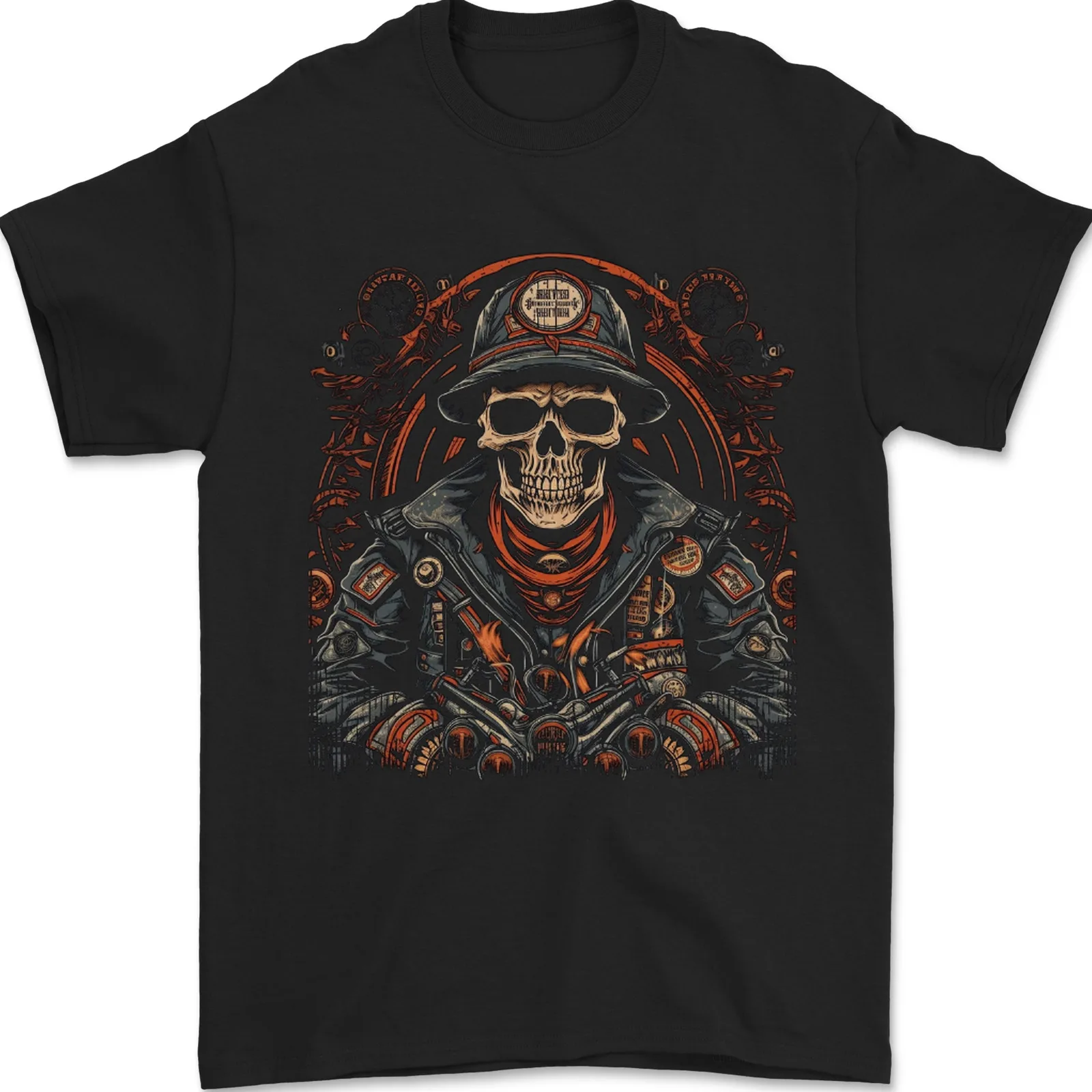 

A Biker Skull Motorbike Motorcycle Chopper Mens T-Shirt 100% Cotton