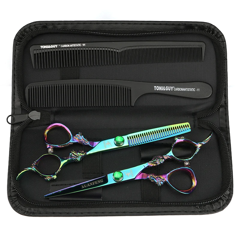 6 inch Aurora Double Dragon Hair Scissors 440C Steel Barber Cutting Scissors and Thinning Scissors