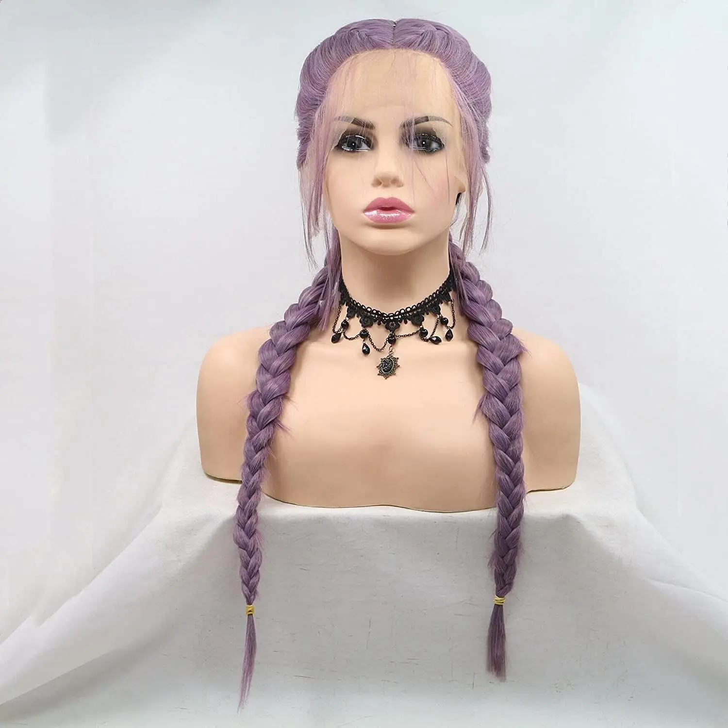 Purple Braid Wig Synthetic 2Box Braid Lace Front Wigs For Women Hair Heat Resistant Fiber Long Braiding Hair Wig With Baby Hair