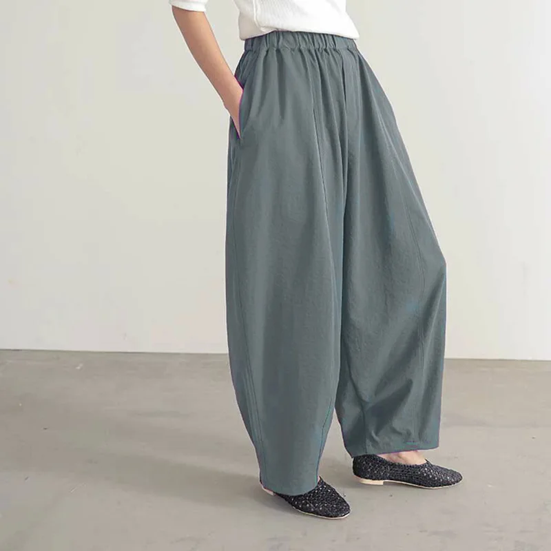 

Spring Summer Women's Loose Pure Color Slimming Lantern Pants Casual Versatile Wide Leg Long Pants