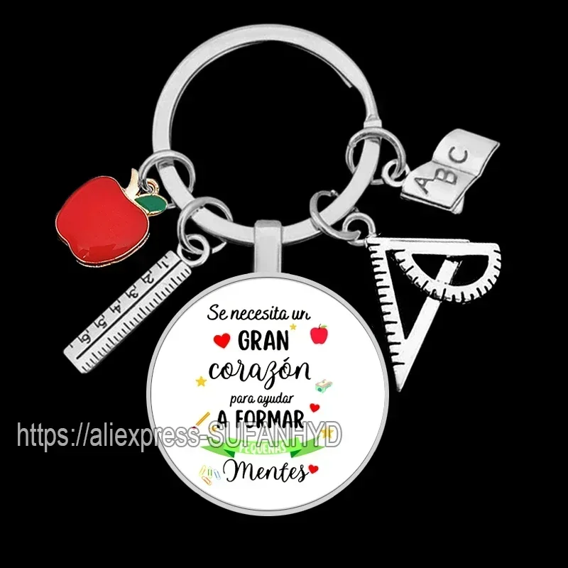 Teacher Keychain In Spanish It Takes Big Heart To Shape Heart Keychains for Professor Teachers ' Day Gift In Spanish