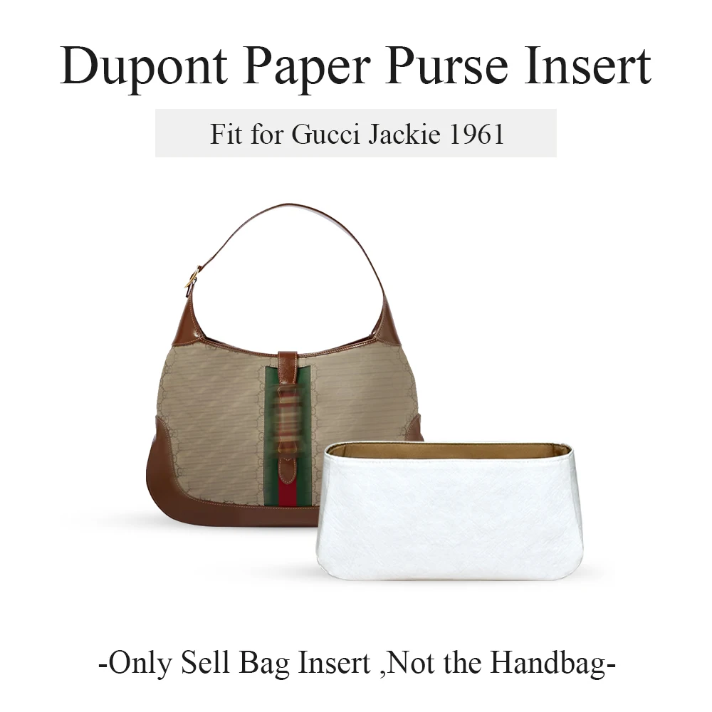 

Dupont Paper Purse Organizer Insert Fit for Gucci Jackie 1961, Zipper Inside Storage Bag Lightweight Inner Liner Bag In Bag