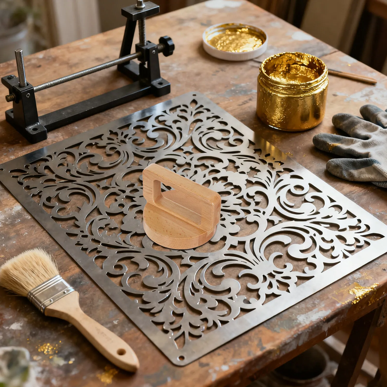 

Wood Baren Printmaking Tool Ergonomic Handle Block Printing Linocut Crafting Scrapbooking Stamping Supplies Children Carving