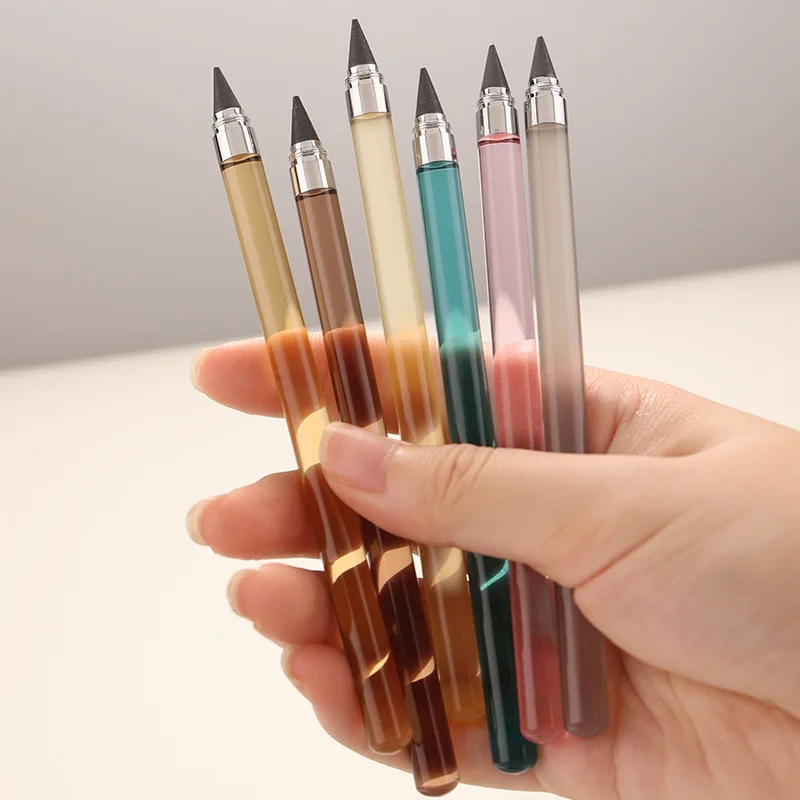Eternal Pencil Acrylic Transparent Bar No Sharpening Never Run Out Unbreakable for Students Drawing Writing Tool