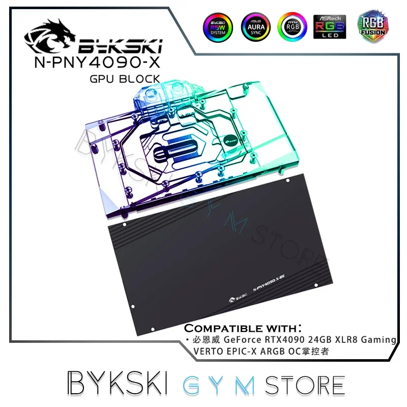 Bykski RTX4090 GPU nights For PNY RTX 4090 Watercooler + CNC Backplate 5V/12V RGB MB SYNC N-PNY4090-X