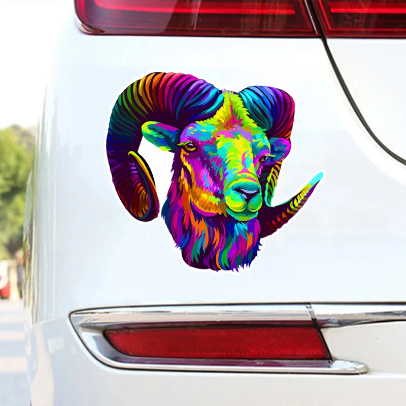 CS12388# Neon Sheep Rams Head Waterproof Vinyl Decal Sticker For Cars Walls Windows, Bumper Sticker External Accessories