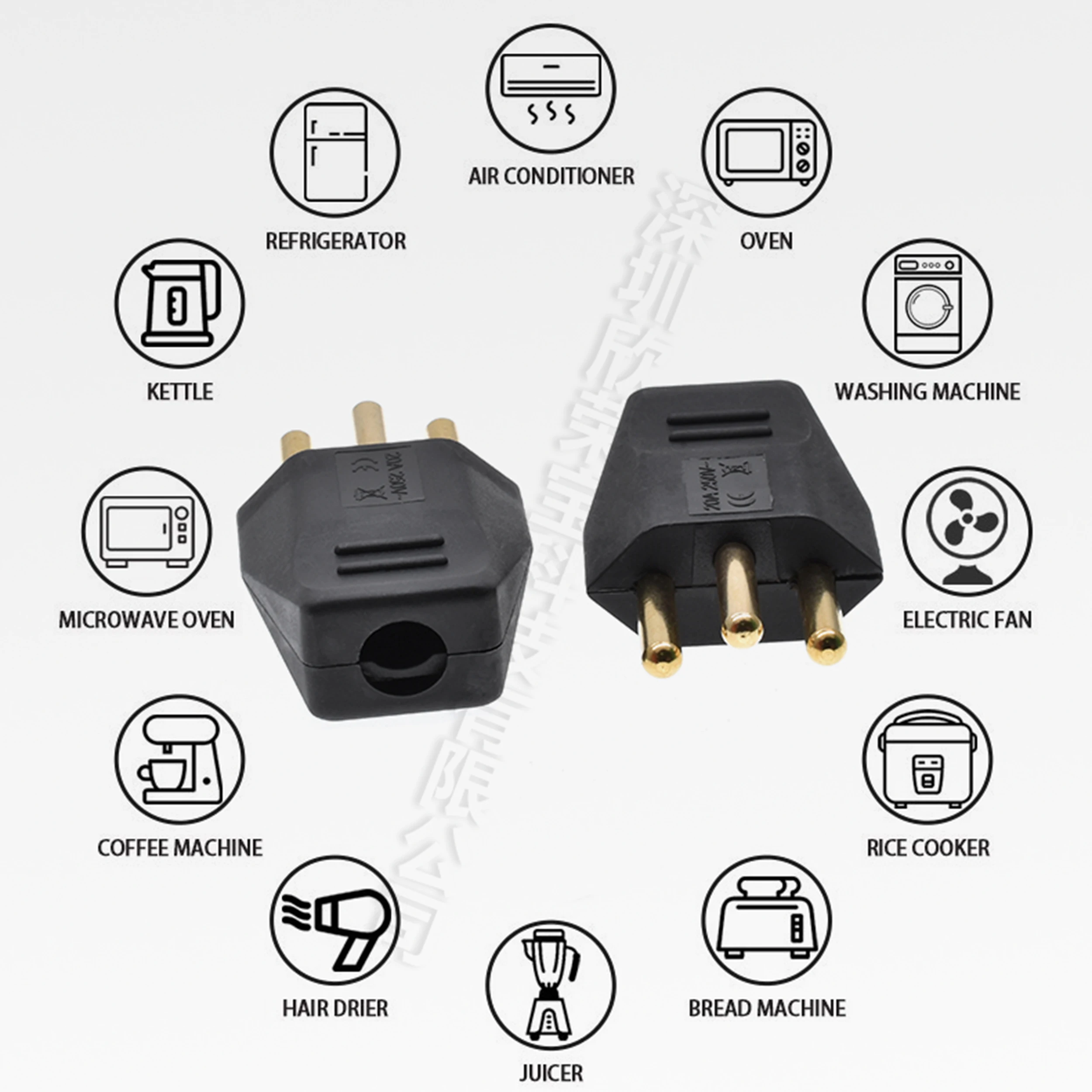black 250V 10A and 20A  Copper CE Switzerland power cable Assembly wiring plug 3Pole Connector Euro industrial power cord plug