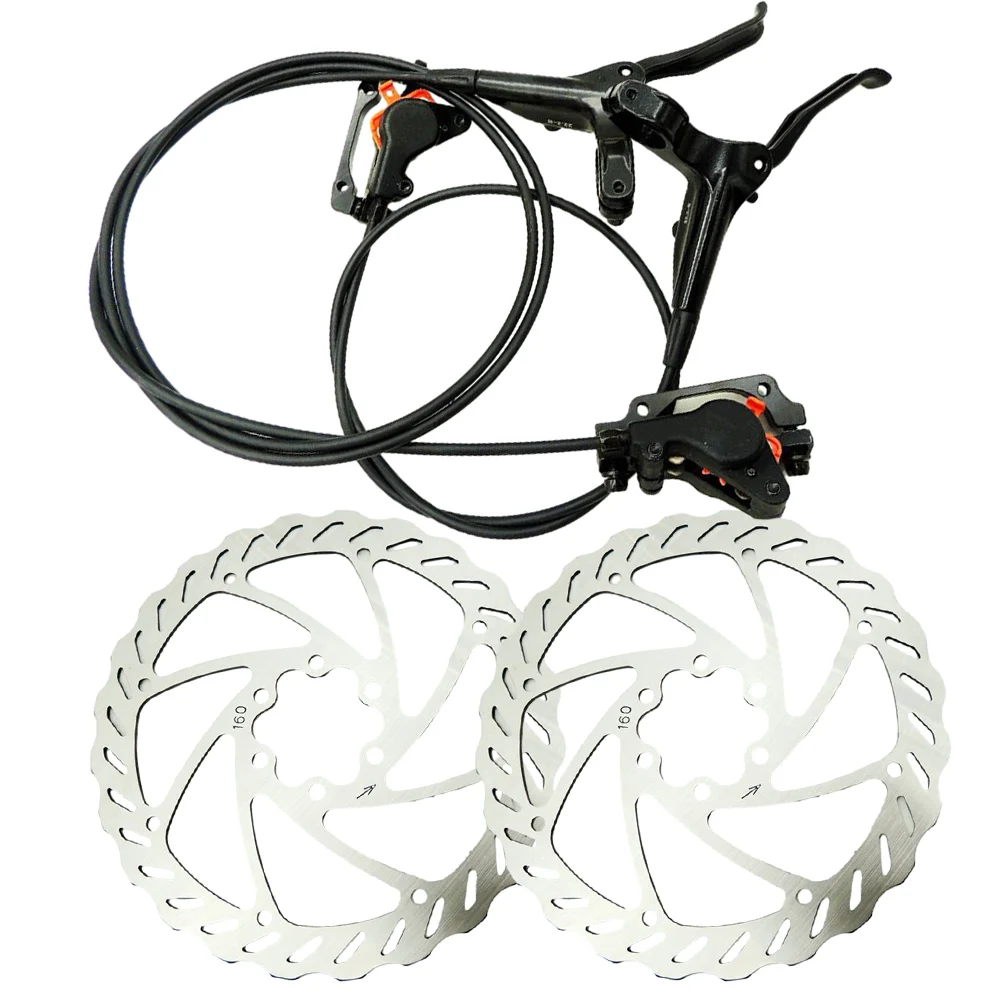 Bicycle Disc Brake System with High Temperature Resistance Features Includes Dual Piston Calipers and 160MM Rotors