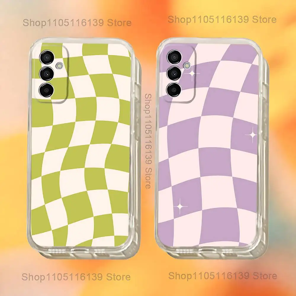 

Wavy Blocks Phone Case For Samsung S24,30,21,22,23,20 FE,lite,PIus,Ultra,5G,Note,9,10 Transparent Cover