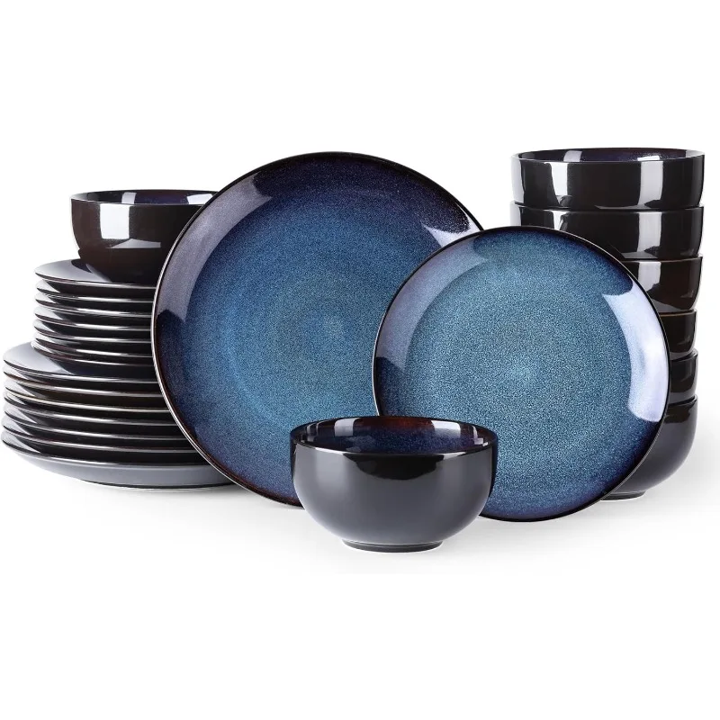 Ceramic Dinnerware Sets,Handcraft Stoneware Plates and Bowls Sets,Highly Chip and Crack Resistant Dishwasher Service for4(12pcs）