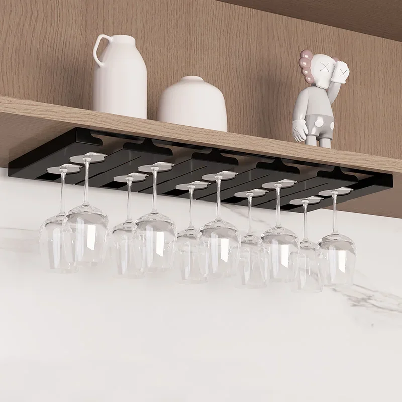 Kitchen Wall Mount Wine Glass Holder Classification Hanging Glass Cup Rack Punch-Free Organizer Bar Accessory