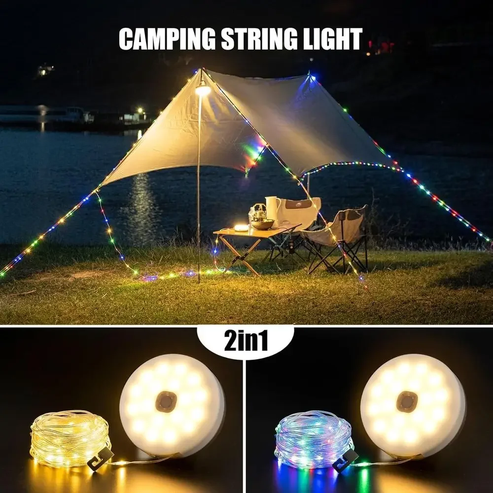 Camping String Lights, 4 in 1 Outdoor Camping Lantern with 8 Lighting Modes, Quick 30s Recovery, Waterproof, Type-C Fast Chargin