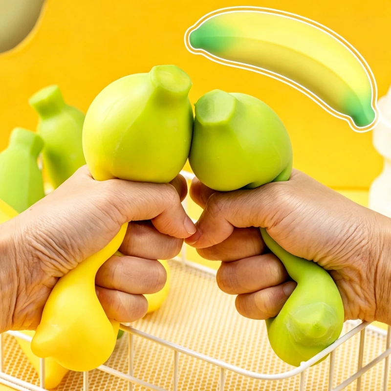Simulated Banana Squishy Fidget Toy Color‑Changing Fruit Squishy Soft Texture Anti‑Anxiety Fidget Toy Party & Birthday Gifts