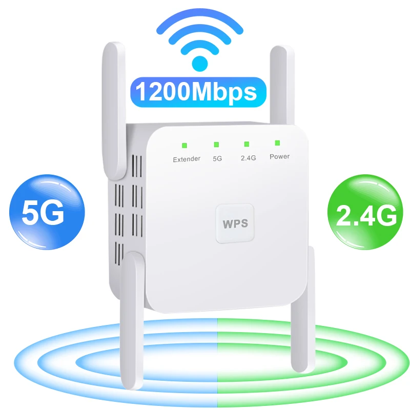 Wifi Repeater Wifi Amplifier Increases Wi Fi Range Extender Long Range 5G 2.4G Wireless Wi-Fi Signal Booster Extensor For Home