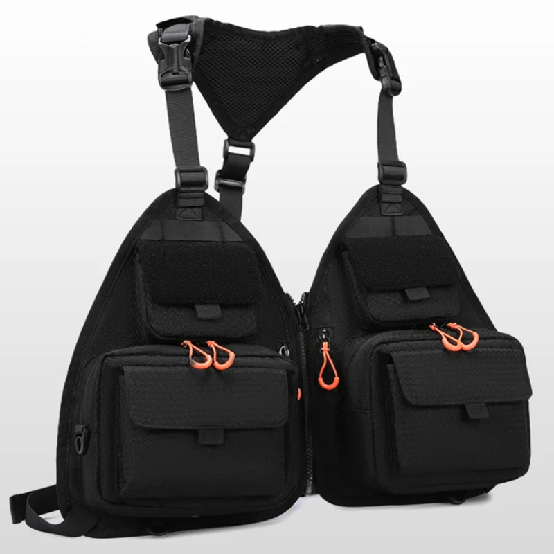 Tactical Camping Fishing Vest Pack Fly Fishing Chest for Women Men Outdoor Mesh Front Rig Adjustable Multifunction Pockets Bag
