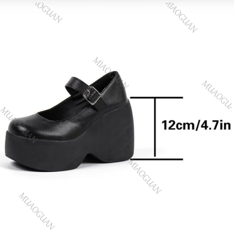 Wedges Shoes for Women 2025 Autumn New Chunky Heel Platform Mary Jane Shoes Simple and Stylish Women\'s Pumps Zapatos De Mujer