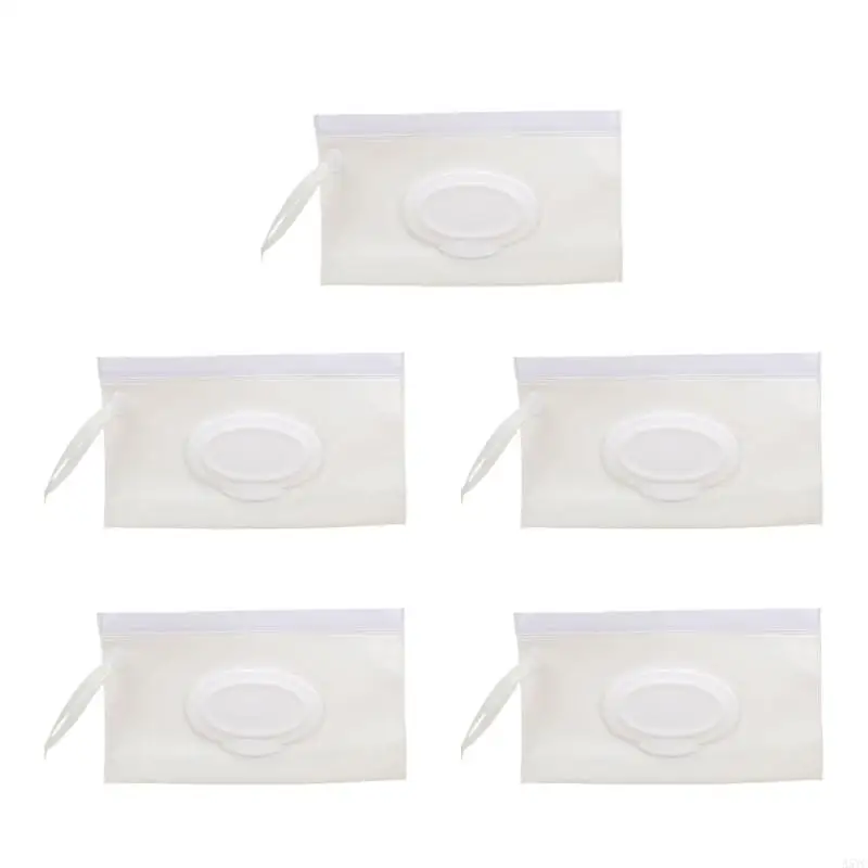 A5YC 5PCS Portable Baby Wipes Dispenser Bag Leakproof Design Travel Friendly Dustproof for Parents