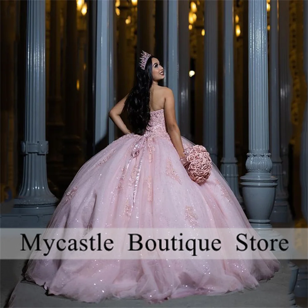 Elegant Pink Quinceanera Dresses Ball Gown 2023 Sweetheart Appliques Beads Sweet 16 Dress Lace up Vestido Deputante 15 Anos