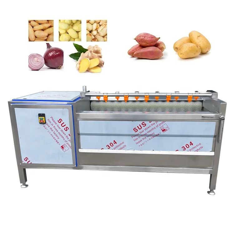 

commercial Fruit Vegetable Brush Washing Equipment Cassava Cleaning Ginger Washer Industrial Potato Peeling washing Machine