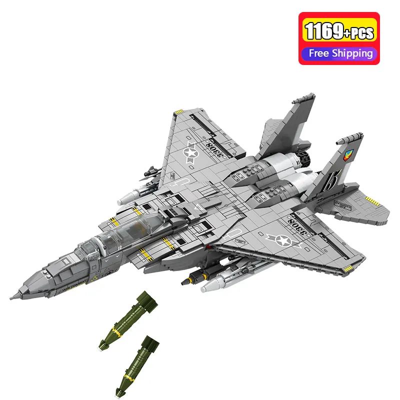 1897Pcs F-15E Fighter Jet Building Blocks Set Aviation Construction Toys Collector Edition for Desktop Home Decor Display