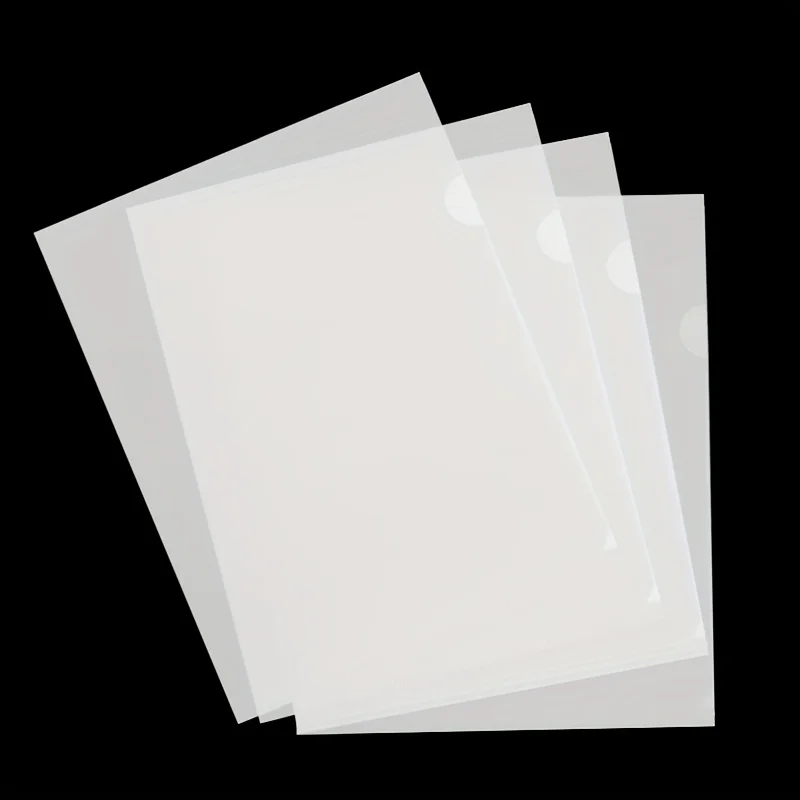 

4pcs L-Shaped Transparent Folders, A4 Size, Resume And Exam Paper Protectors, Storage Bags, Transparent Project Organizers