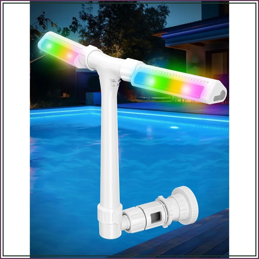 Pool Fountain with Lights, 360 Adjustable Sprinkler, Dual High-Pressure Spray, Remote-Controlled Waterfall Cooler