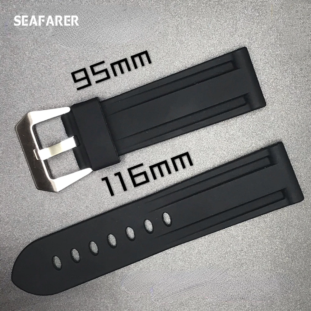 22mm 24mm 26mm Black Blue Red Army Green Watch Band Silicone Rubber Watchband Replacement For Panerai Strap Tools Steel Buckle