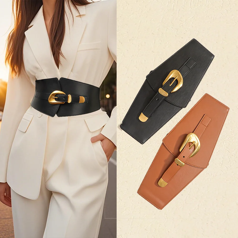 1Pc new wide belt women's elastic elastic belt high-end suit waist seal versatile decorative waist chain