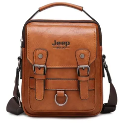 JEEP BULUO New Man's Shoulder Bag Large Capacity Leather Messenger Bag Crossbody Big Brand Multi-function Business Handbags Men