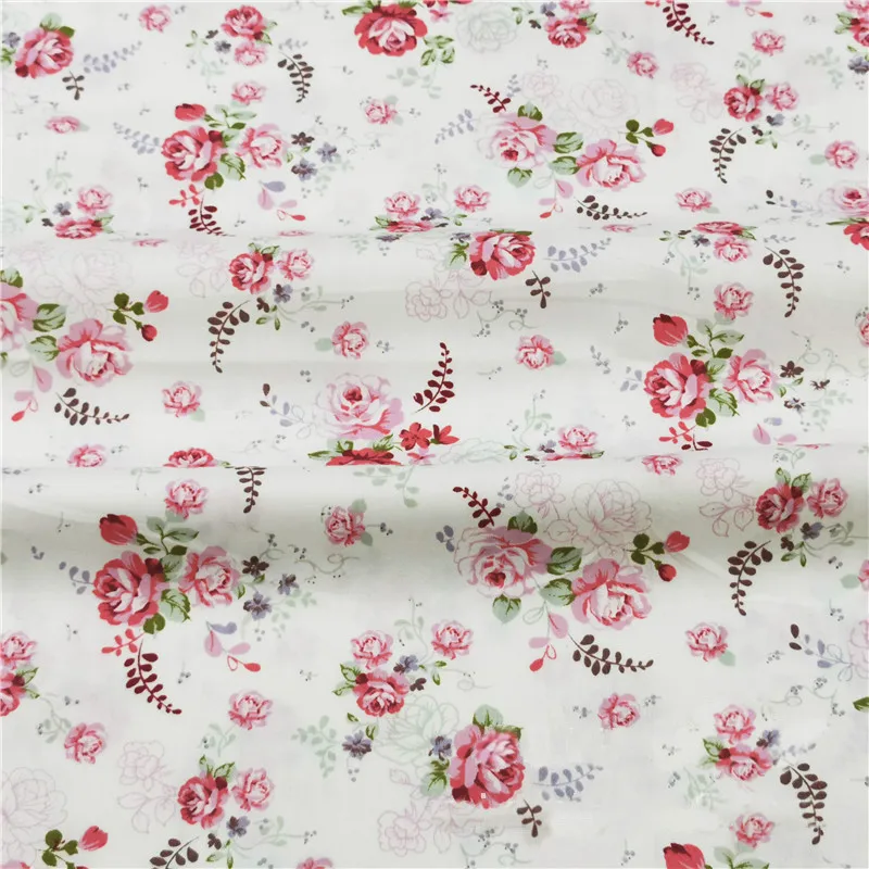160x50cm Red Rose Twill Cotton Fabric Making Dress Pajamas Bedding Shell Handmade Home Decoration Sewing Cloth