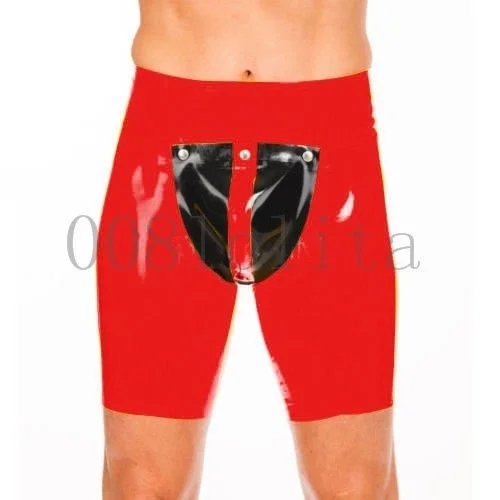 

Latex Rubber Gummi cool Red and black tight Hip-lifting sport shorts Halloween Size XS~XXL