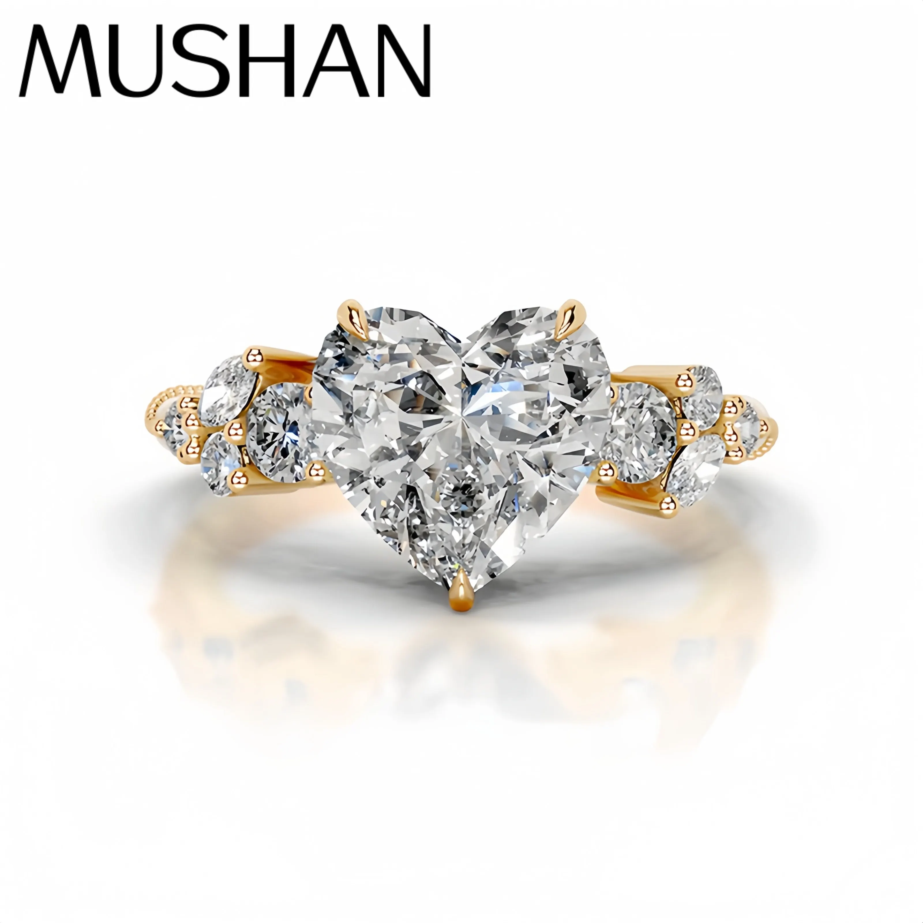 

Mushan Luxury Jewelry S 925 Sterling Silver 2 Ct Diamond Set Moissanite Ring Women Hot Sale Luxury Love Ring