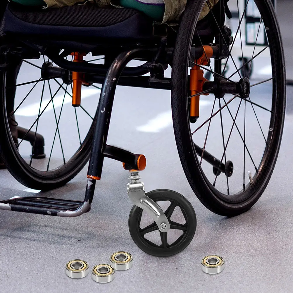 6Pcs Front Wheel Bearings for Wheelchairs Steel Ball Bearing Hub Caster Replacement Enhanced Safety Stable Ride Hospital Nursing