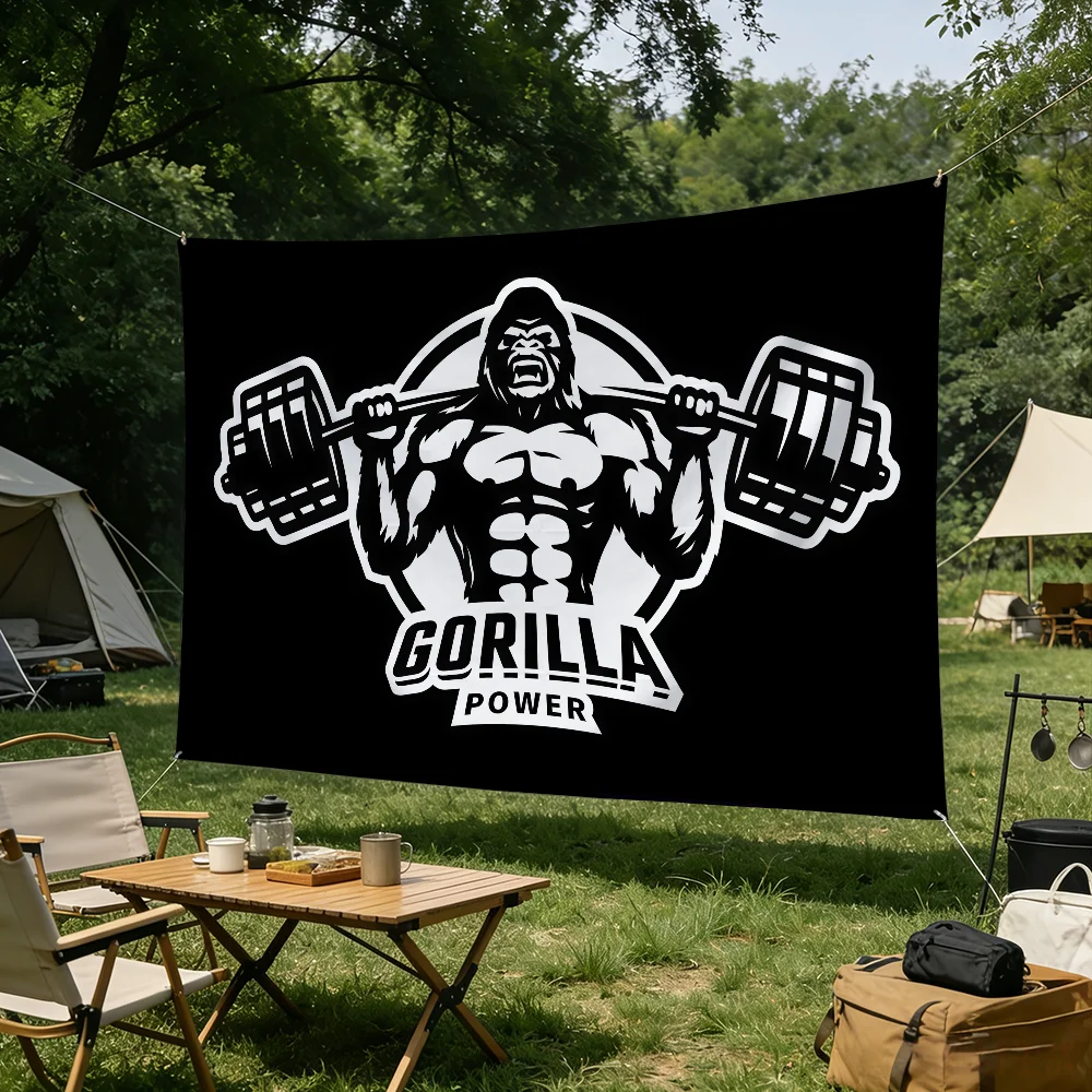 Gorilla Weightlifting flag Tapestries Outdoor Parties Bedrooms Living Rooms Dorm Rooms Wall Decor Banners Gifts
