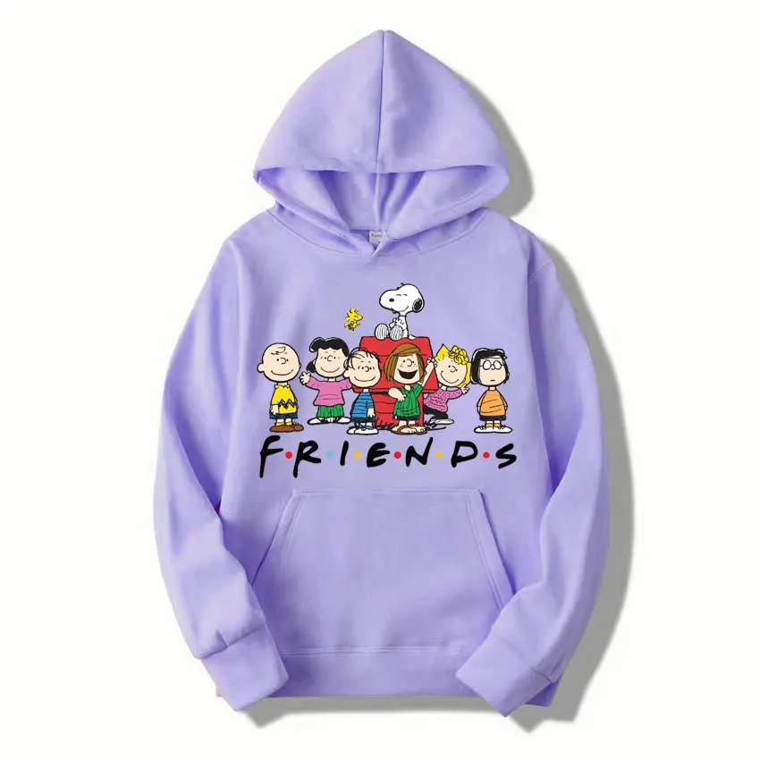 Snoopy Friends Logo Cartoon Anime Women Pullover Spring Autumn Men Oversized Hoodie 2024 Casual Couple Sweatshirt Clothes Tops