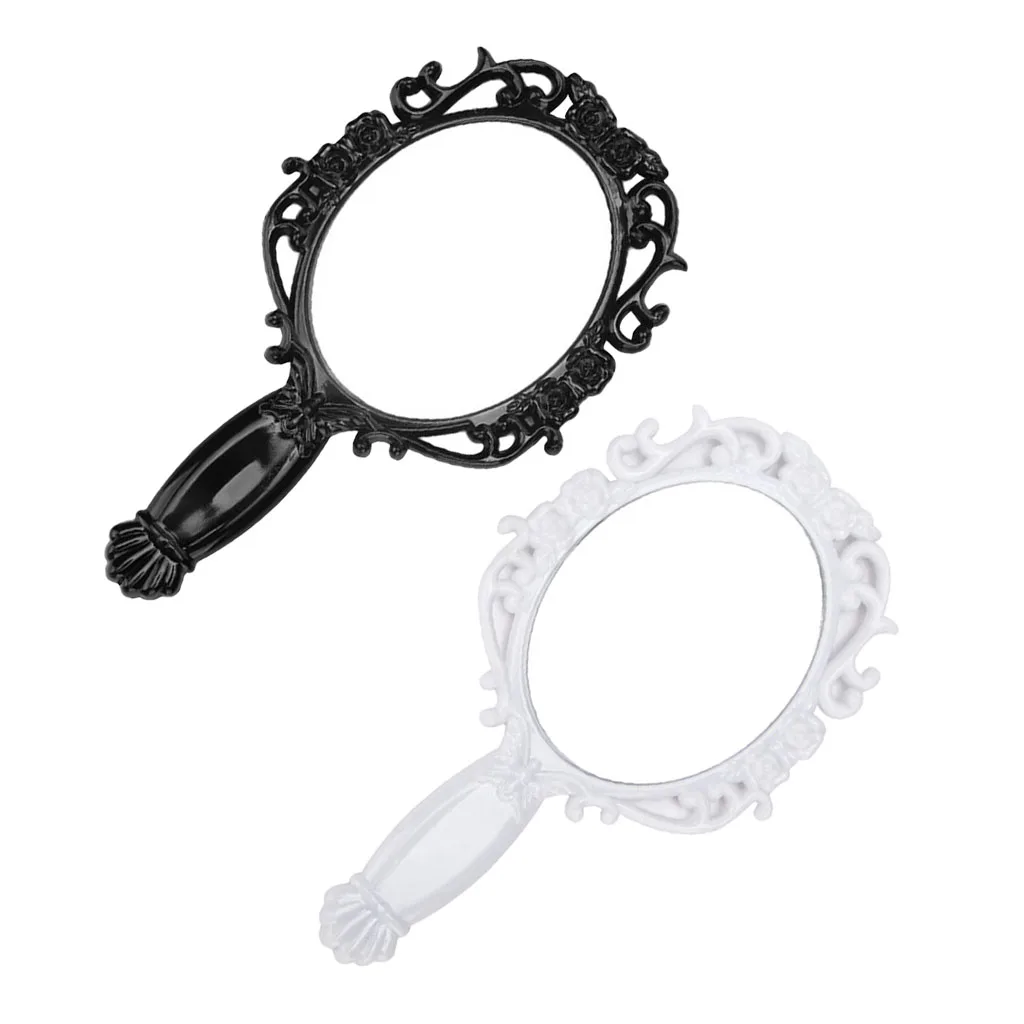 Senhora retro mão vaidade espelhos ovais maquiagem cômoda bolso tamanho espelho