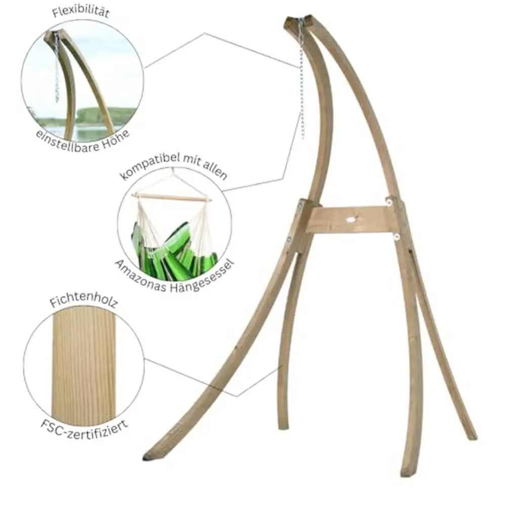 Wooden Hammock Chair Stand Stable & Weatherproof Easy Assembly Elegant Design 500lb Capacity Rust Resistant Indoor Outdoor