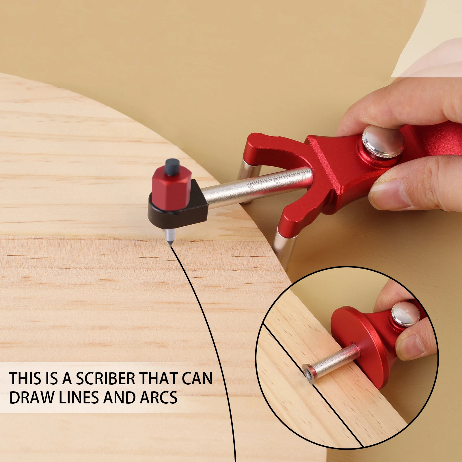 1Pc Wheel Marking Gauge, Sliding Mark Scraper Adjustable Precision Linear Arc Dual-purpose Scriber Parallel Line Drawing Tool