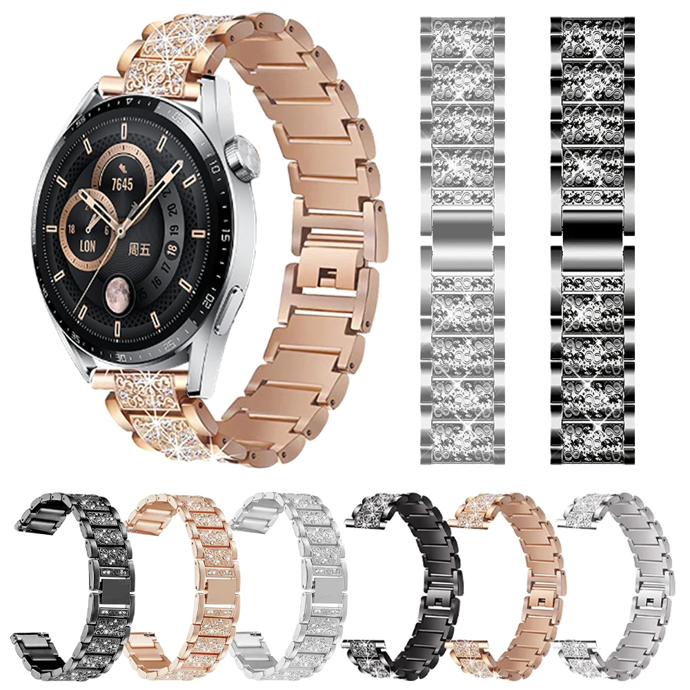 Cinturino da donna con diamanti da 20/22mm per HUAWEI WATCH GT 3 46mm 42mm bracciale HONOR Magic Watch 2 GS 3 Pro ES 46mm 42mm cinturini con