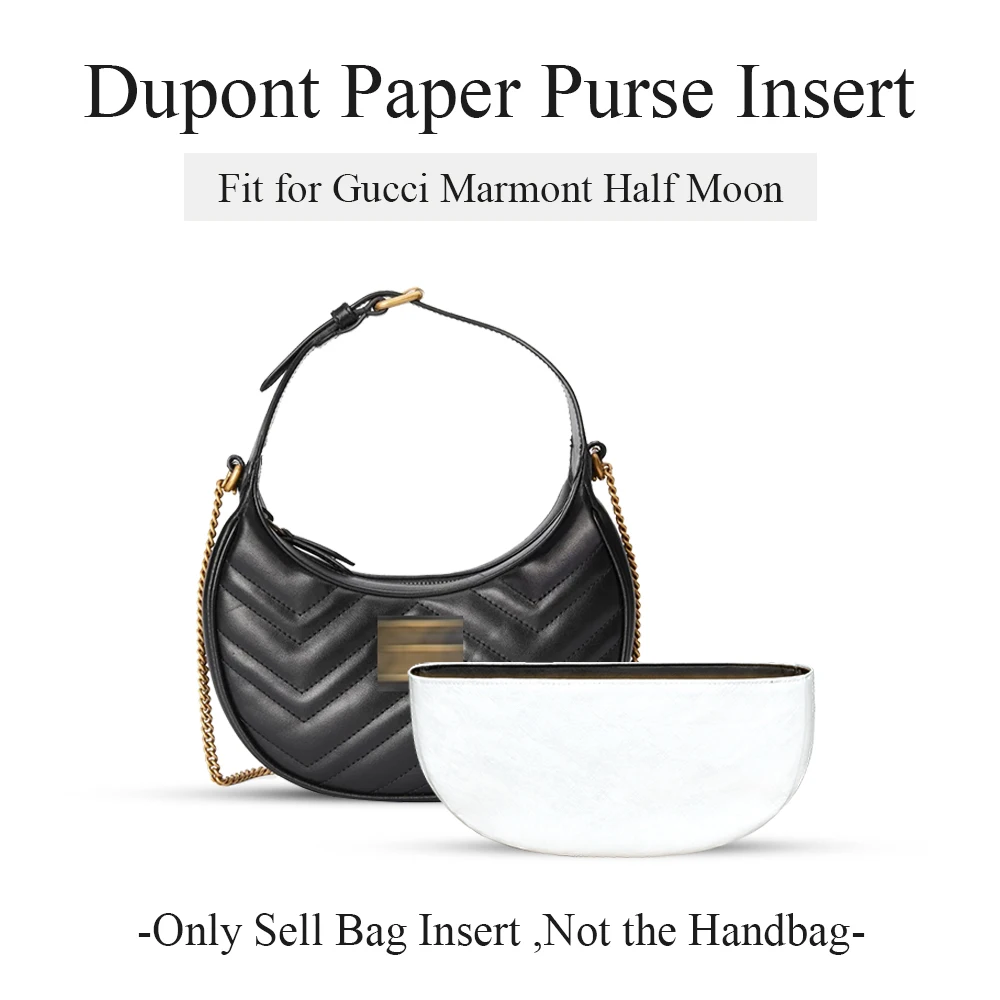 

Dupont Paper Purse Organizer Insert Fit for Gucci Marmont Half Moon, Inner Liner Organizer Bag In Bag Makeup Inside Storage Bag