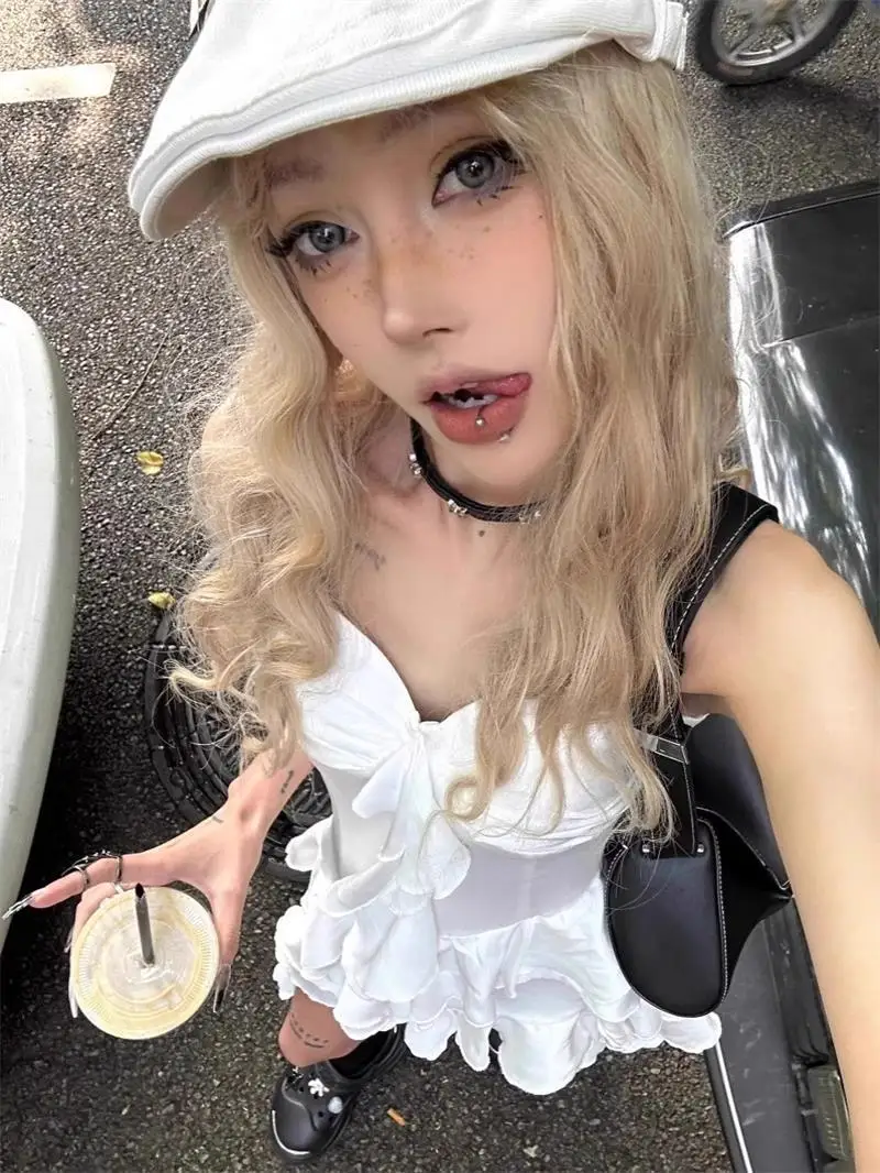 Robe de plage blanche irrégulière française pour femmes, été, plage, vacances