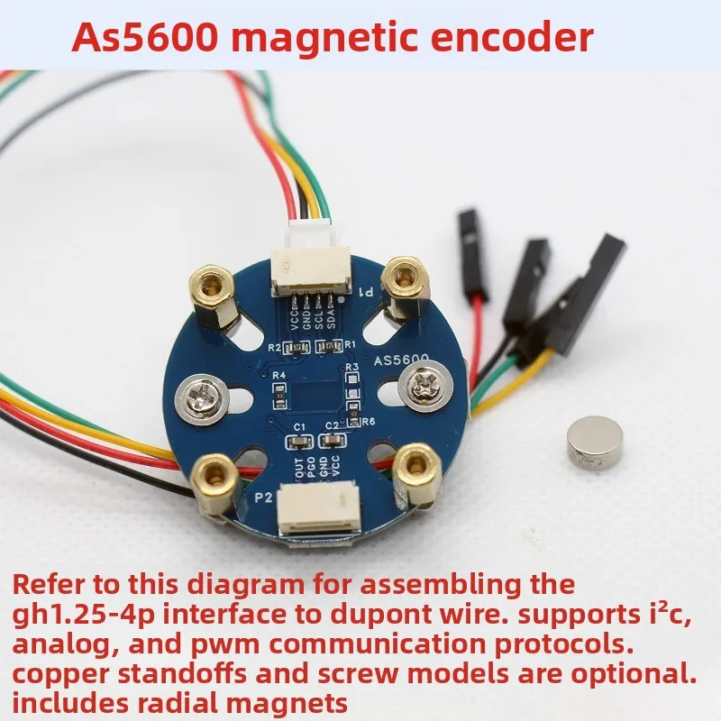 12-Bit High Accuracy I2C Angular Speed Measurement for AS5600 Magnetic Encoder Module with Radial Magnet Porous FOC