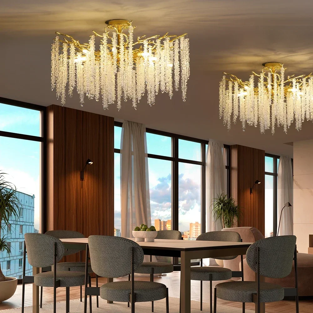 

Round Crystal Ceiling Chandelier Lighting For Bedroom Living Dining Room Hallway Kitchen Gold Crystal Chandelier Ceiling Light