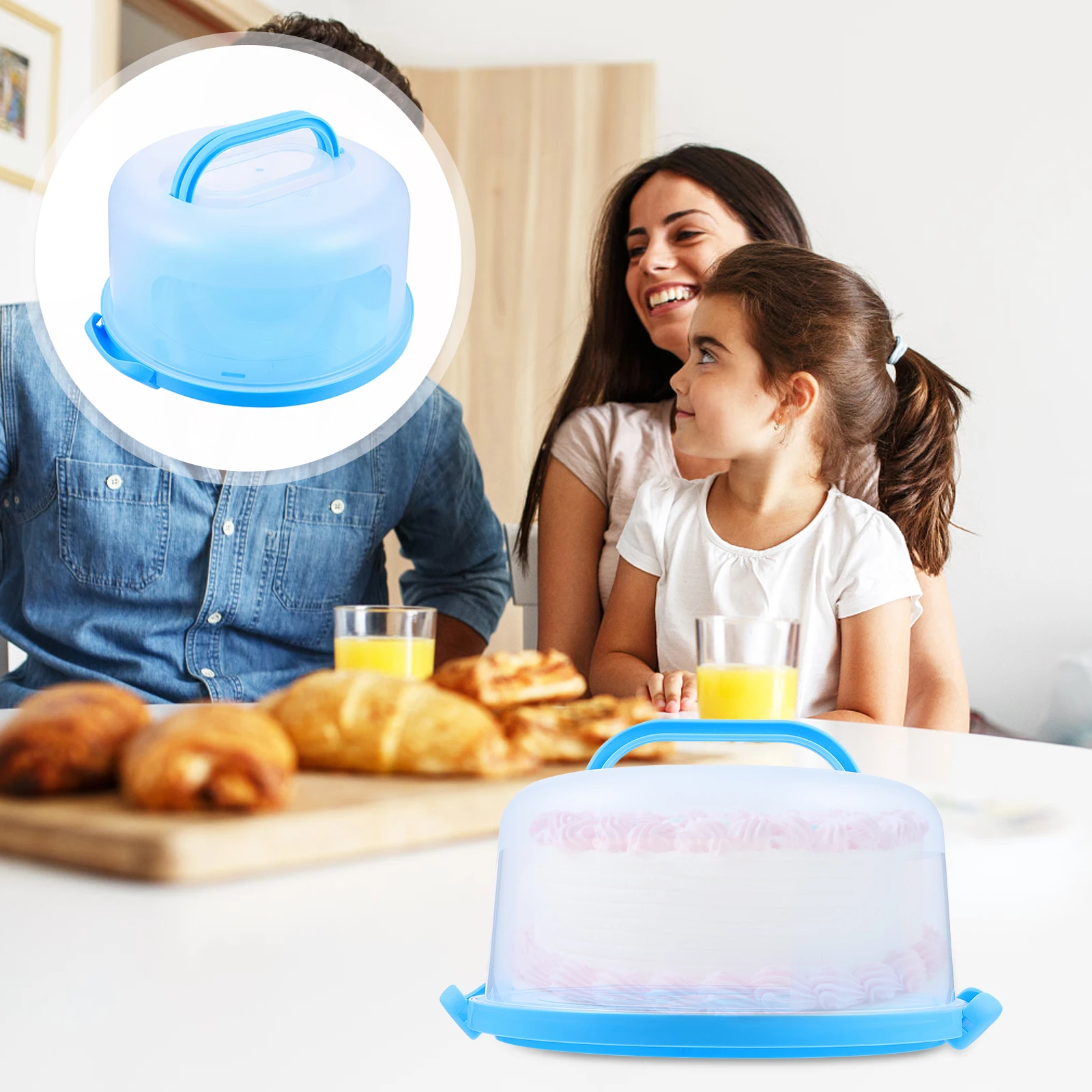 

Storage Cake Box Round Container with Lid Stand Reusable Cupcake Containers Travel