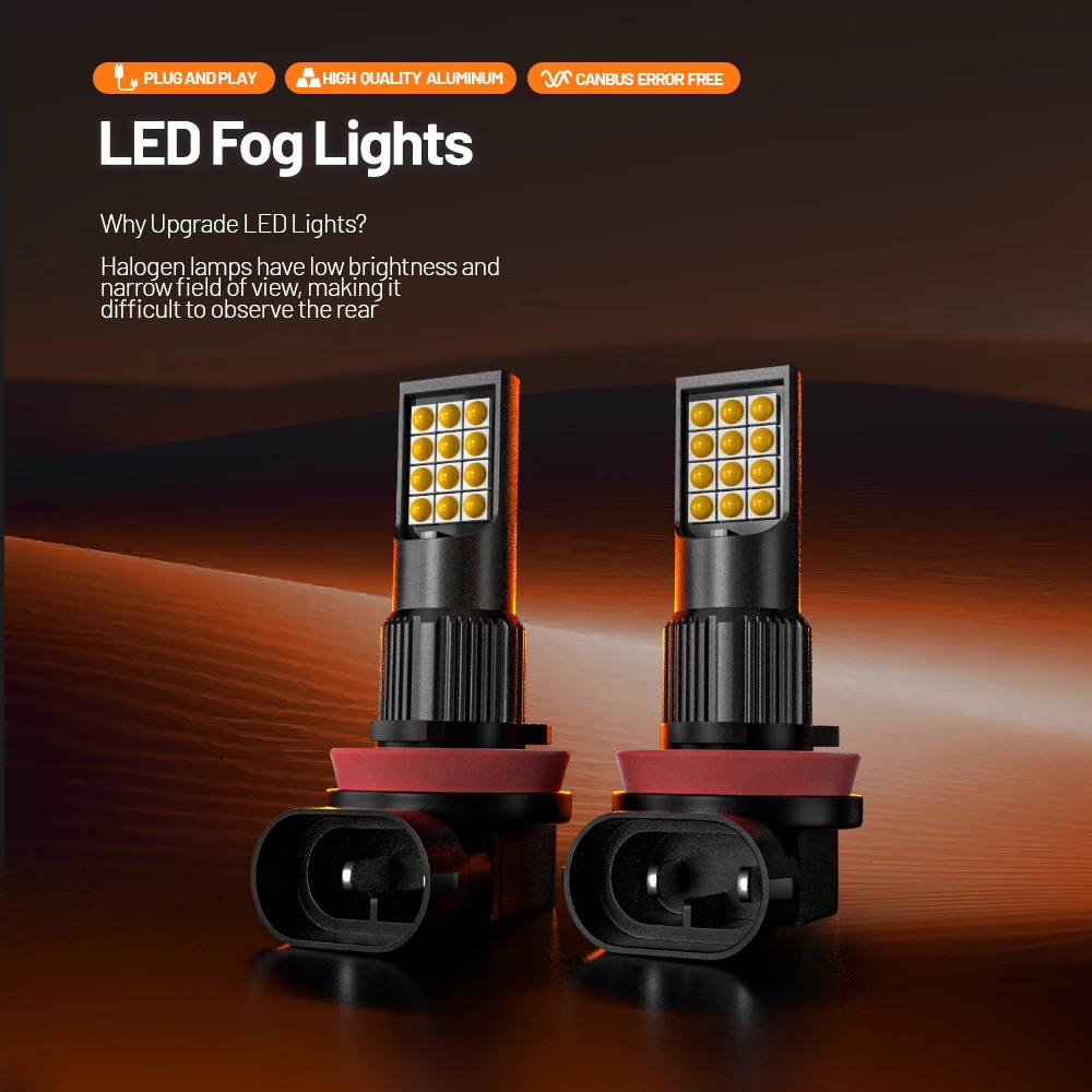 2 قطعة LED الضباب ضوء Blub H8 مصباح Canbus لا خطأ ل بيتل جيتا 4 mk4 باسات B7 B8 GTI CC تيجوان أطلس بولو 6R 9N 6C 5