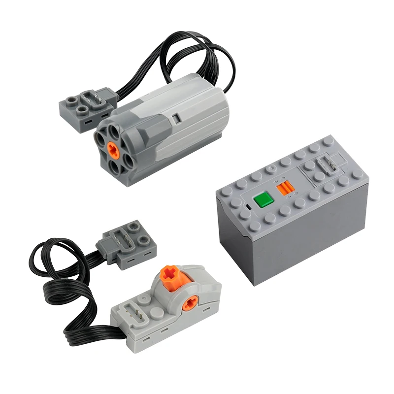 MOC Power Functions Train Car Set with AAA Battery Box & M Motor for Technical-Compatible Building Blocks DIY