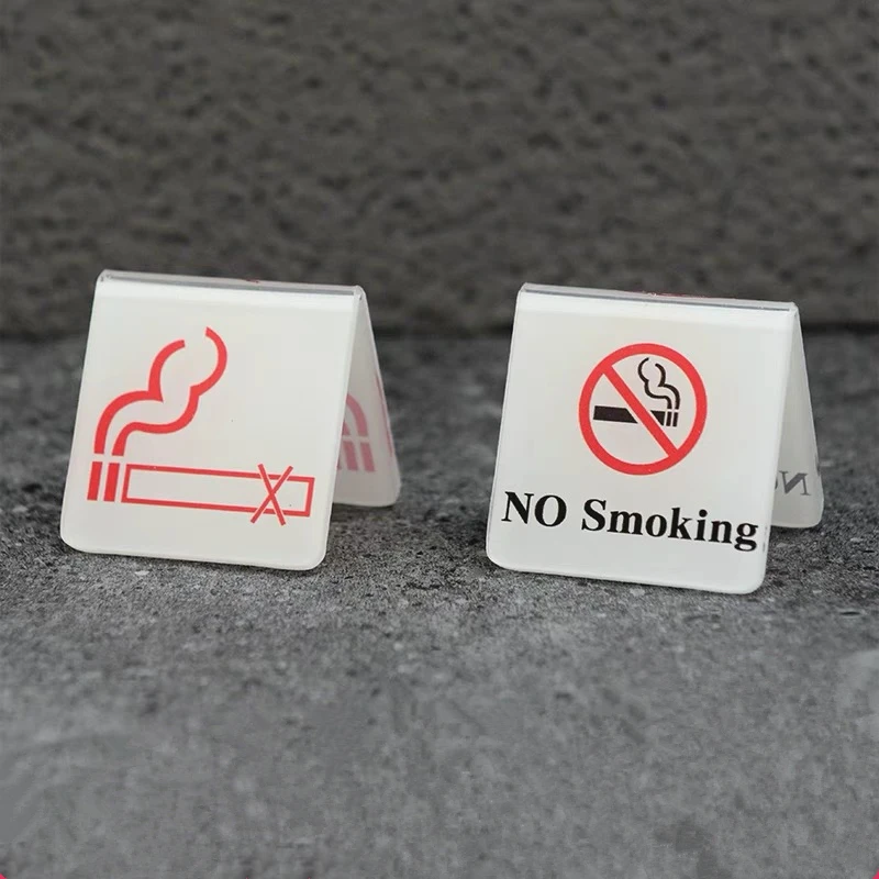 5PCS Not Smoke Acrylic Table Sign Creative No Smoking Signs Table Sign No Smoking Plaques Warm Reminder Board Warning Sign
