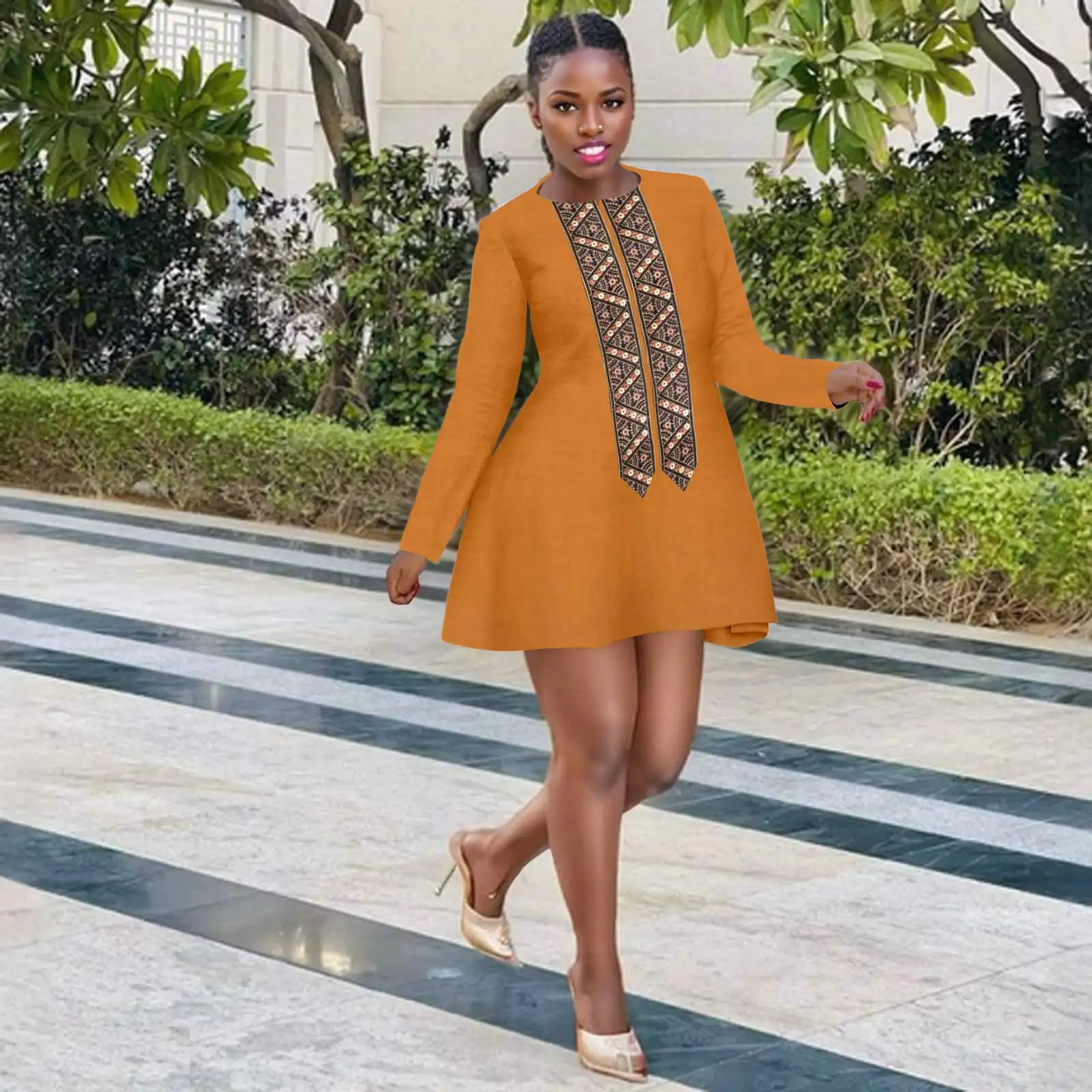 

Afripride Dashiki Women's Dresses Tailored Long Sleeve Knee Casual Party Dresses 2525013