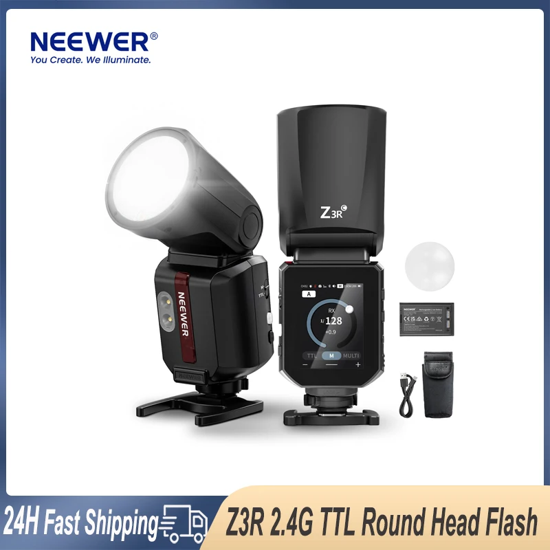 NEEWER Z3R 100Ws Round Head Flash 2.4G TTL HSS Wireless Speedlite with Touch Screen for Nikon Sony Canon Fuji Photography Light